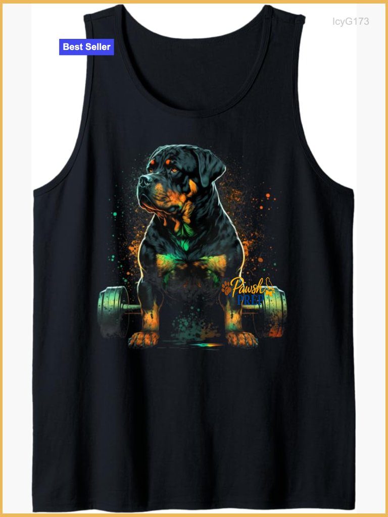Rottweiler Weightlifting Graphic Tank Top Athletic Fit Cotton